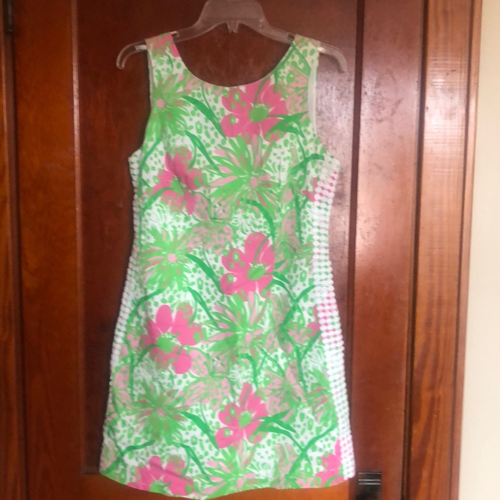 Lilly Pulitzer Delia Shift Cabana Pink In The Garden EUC sz 8 pink green dress